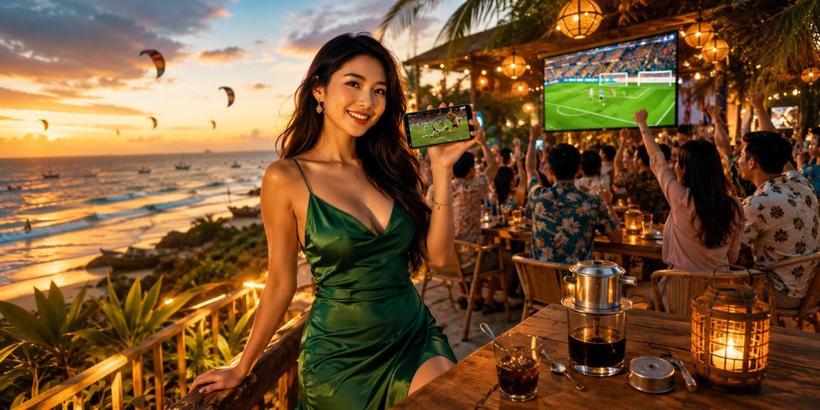 Người hâm mộ bóng đá tại Mũi Né theo dõi kèo trực tiếp buổi sáng bên ly cà phê